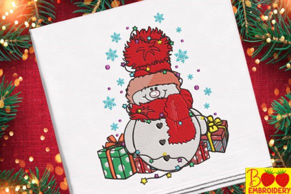 Snowman by the Gift Box: A Holiday Embroidery Review